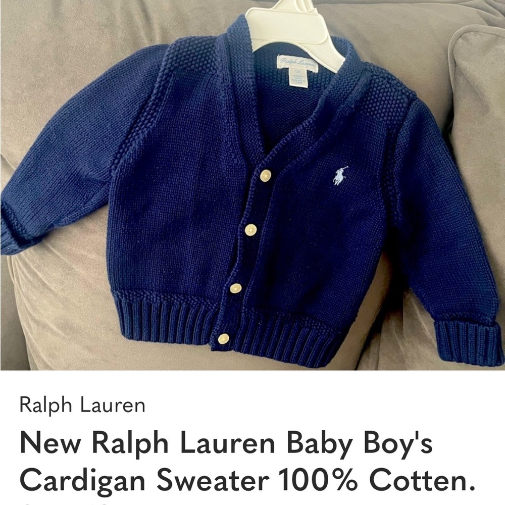 Ralph Lauren Navy Blue Baby Cardigan New 
size 12 M